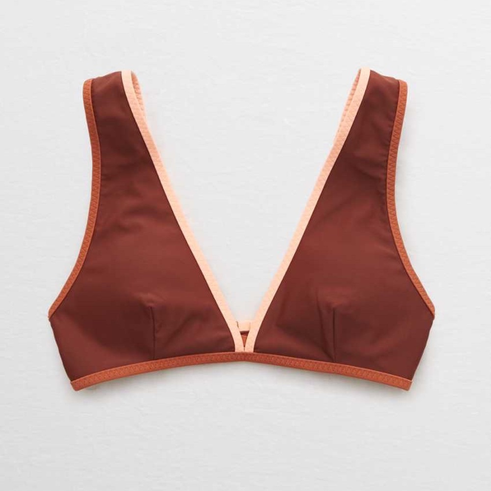 aerie wide strap plunge bikini top